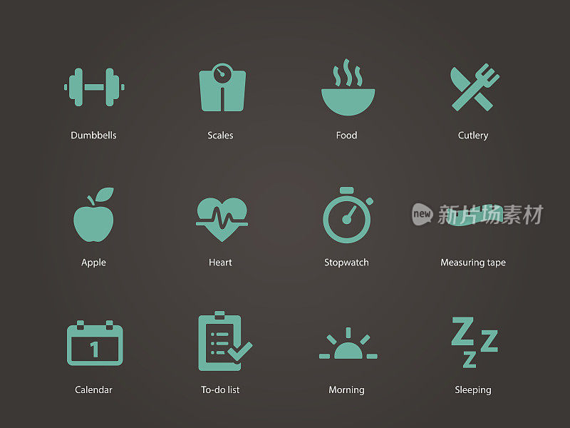 Icons used to symbolize fitness